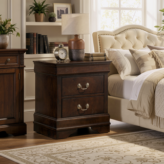 Sunvega Demetra Cappuccino 2-Drawer Nightstand with Bail Handle and Tapered Legs