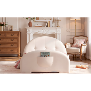 Sunvega Twin Size Upholstered Rabbit-Shape Princess Platform Bed with Headboard
