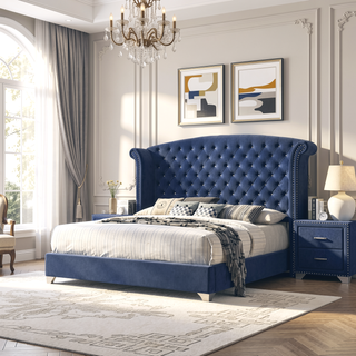 Sunvega Upholstered Dresser with Six Spacious Drawers and Nail Head Trim