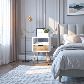 Sunvega Modern Nightstand with Spacious Drawer and Shelf for Bedroom or Living Room