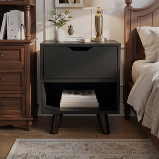 Sunvega Nightstand with Roomy Drawer and Generous Display Shelf for Bedroom
