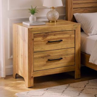 Sunvega Natural Finish Full Bed with Headboard Footboard and Rails