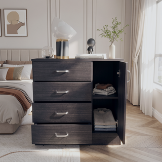 Sunvega Katie Four Drawer and One Door Dresser with Spacious Storage for Bedroom