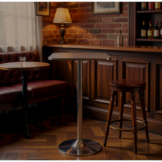 Sunvega Adjustable Height Square Bar Table with Swirl Metal Top and Chrome Base