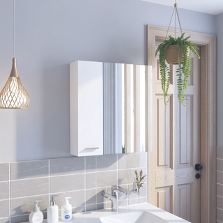 Sunvega Double Door Medicine Cabinet with Four Interior Shelves and Ample Mirror