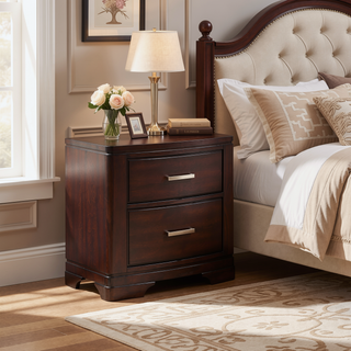 Sunvega White Finish Sleek Design Nightstand with Two Storage Drawers Transitional Style