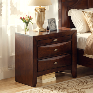 Sunvega Cherry Solid Wood Contemporary Nightstand with 2-Drawers and Nickel Knob Pulls