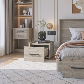 Sunvega Wall-Mounted Nightstand with Sleek Single Drawer and Spacious Top Shelf