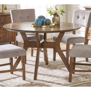 Sunvega Mid-Century Modern Light Oak Finish 52-inch Round Dining Table with X-Base
