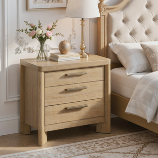 Sunvega Sand Dune Contemporary 3-Drawer Nightstand for Bedroom