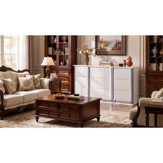 Sunvega White LED Dresser with Diamond Side Accents and Velvet Lined Drawers