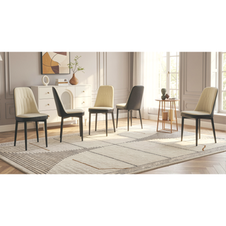 Sunvega Modern PU Leather Dining Chairs with Thick Soft Cushions and Black Metal Legs
