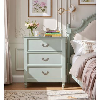 Sunvega White Transitional 2-Drawer Nightstand with Chrome Hanging Pulls