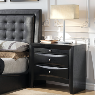 Sunvega Black 2-Drawer Nightstand with Tray for Bedroom Storage
