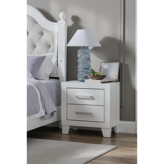 Sunvega White Queen Upholstered Bed with Modern LED Accent Lighting