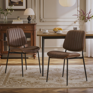 Sunvega Mid Century Modern Retro French Style Dining Chairs Set of 2 with Walnut Bentwood Back