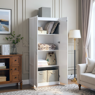 Sunvega Modern Free Standing Wardrobe Closet with 4 Large Adjustable Shelves