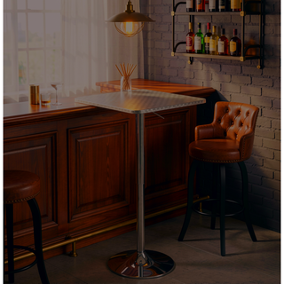 Sunvega Adjustable Height Square Bar Table with Swirl Metal Top and Chrome Base