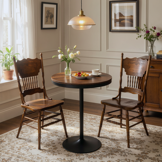 Sunvega Adjustable Industrial Bar Table with Distressed Wood Top and Metal Frame