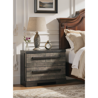 Sunvega Contemporary Two Drawer Nightstand with Brown Gray Rustic Finish