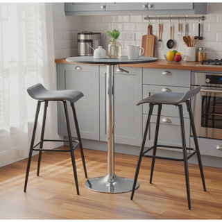Sunvega Elia Contemporary Adjustable Height Bar Table with Wooden Top