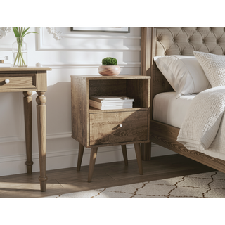 Sunvega Modern Nightstand with Drawer and Cubby for Bedroom or Living Room