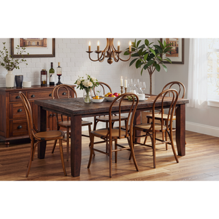 Sunvega Cherry Dining Table with Tapered Leg and Fixed Wooden Top