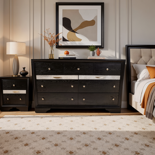 Sunvega Seven Drawer Wood Dresser with Spacious Storage for Bedroom