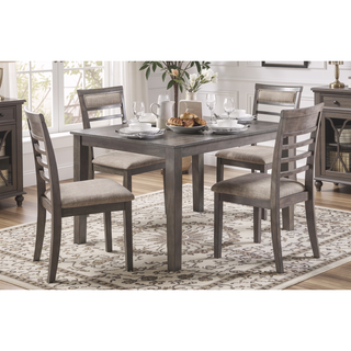 Sunvega Gray Finish 5pc Dining Set with 4 Fabric Upholstered Chairs