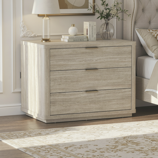 Sunvega Modern Charcoal Gray Nightstand with 3 Full Extension Drawers