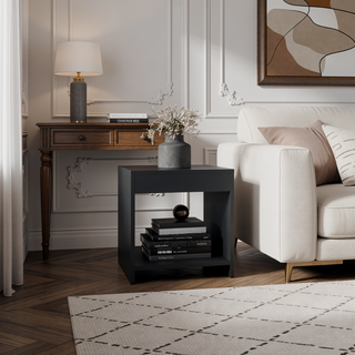 Sunvega Minimalistic Nightstand with Open Shelf for Small Spaces