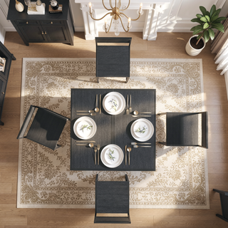 Sunvega 3-Piece Industrial Dining Table Set for Two with MDF Top and Steel Legs