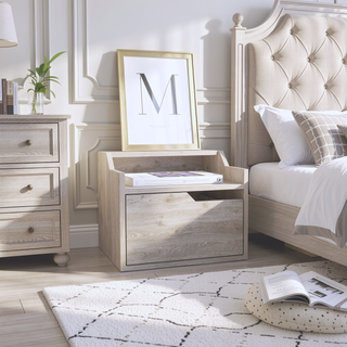 Sunvega Floating Nightstand with Single Drawer and Sleek Two-Tiered Shelf Surfaces for Bedroom