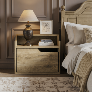 Sunvega Floating Nightstand with Spacious Drawer and Dual-Tier Surface for Bedroom