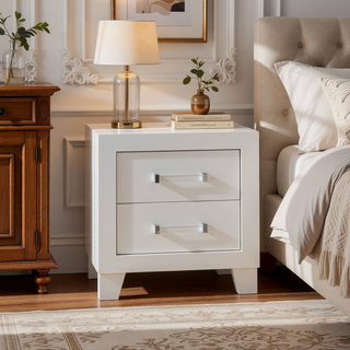 Sunvega White Queen Upholstered Bed with Modern LED Accent Lighting