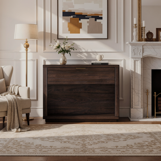 Sunvega Modern Brown Nightstand with Open Shelf and Drawer for Bedroom