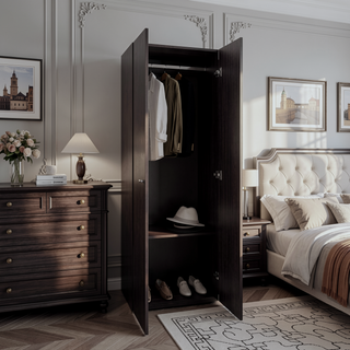 Sunvega Two Door Closet System with Fixed Shelves for Bedroom and Laundry Room Organization
