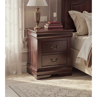 Sunvega Solid Wood Louis Philip Style Nightstand with Two Soft Close Drawers
