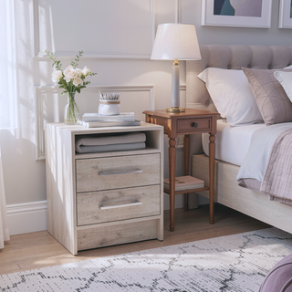 Sunvega Philadelphia Two Drawer Nightstand with Concealed Open Shelf