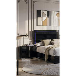 Sunvega Contemporary Bedroom Nightstand with Chrome Legs and UV Finish in Black