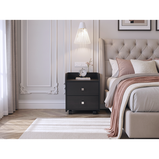 Sunvega Aura Nightstand End Table with Two Drawers Metal Handle and Superior Top