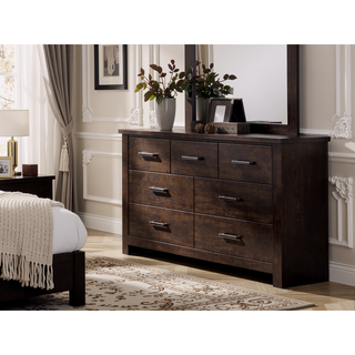 Sunvega Mahogany Finish Dresser with Seven Spacious Drawers and Felt-Lined Top