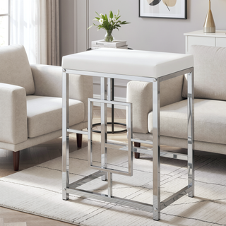 Sunvega Modern Silver Metal and White Five-Piece Counter Height Dining Set