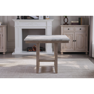 Sunvega Natural Square Transitional Style Marble Finish Bar Table