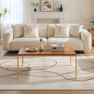 Sunvega Gold Metal and White Marble Top Fuji Modern Glam Dining Table