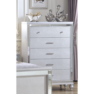 Sunvega Sterling Mirror Framed 5-Drawer Chest with Spacious Drawers and Metallic Finish