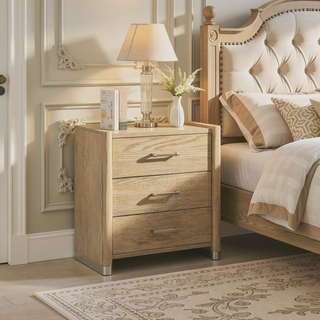 Sunvega Sarai Brown Nightstand with Spacious Drawers and Acrylic Handles