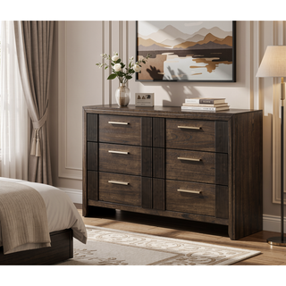Sunvega Contemporary Brown Nightstand with Two Drawers and Rich Wood Finish