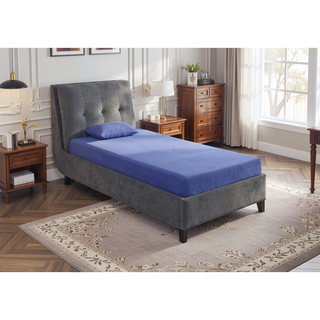 Sunvega 7inch Twin Mattress and Pillow Set with Gel-Infused Memory Foam in Blue
