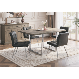 Sunvega Taupe Laminate Dining Table with Chrome Metal Legs for Kitchen